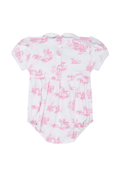Baby Girl Pink Toile Pima Cotton Bubble - Blissfully Lavender BoutiqueNella Pima