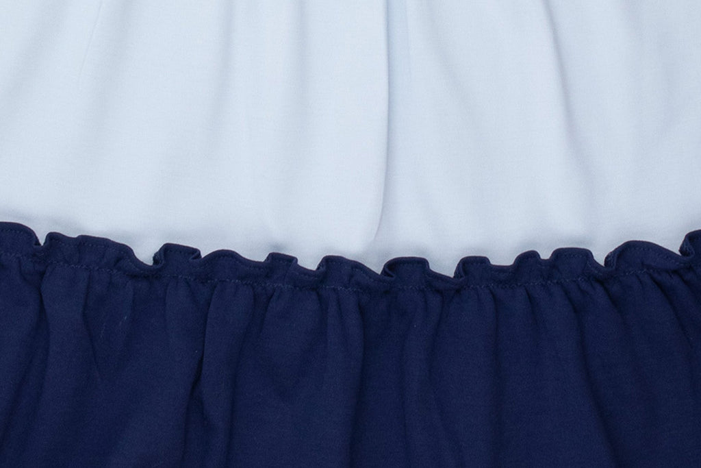 Baby Girl White + Blue School Days Colorblock Pima Dress - Blissfully Lavender BoutiqueCuclie