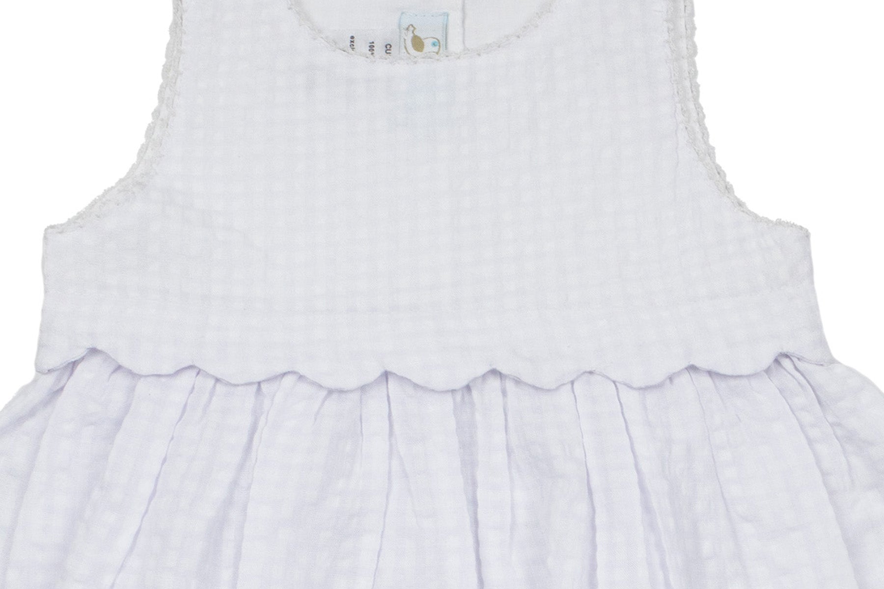 Baby Girl White Scalloped Trim Dress, Infant Girls - Blissfully Lavender BoutiqueCuclie