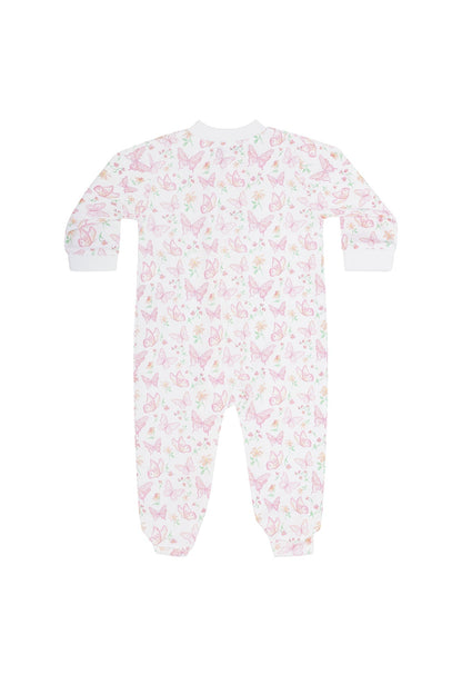 Baby Girls Butterflies Print Pima Cotton Zipper Footie - Blissfully Lavender BoutiqueNella Pima