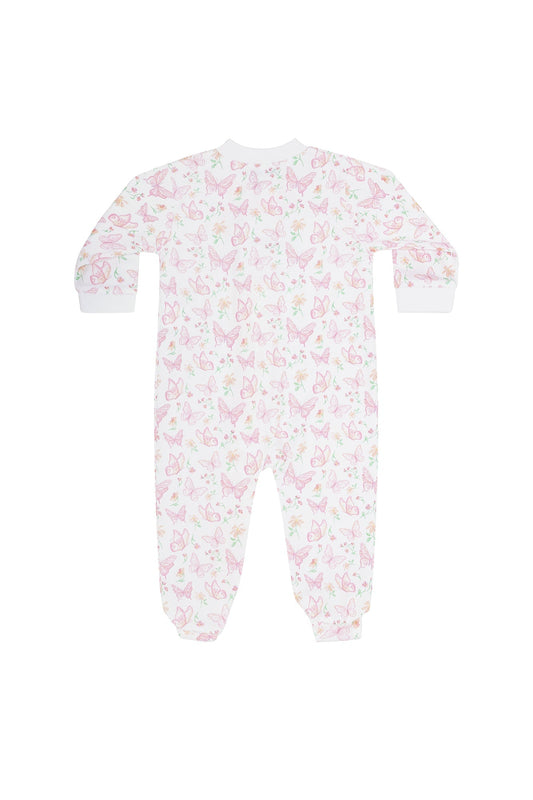 Baby Girls Butterflies Print Pima Cotton Zipper Footie - Blissfully Lavender BoutiqueNella Pima