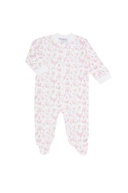 Baby Girls Butterflies Print Pima Cotton Zipper Footie - Blissfully Lavender BoutiqueNella Pima