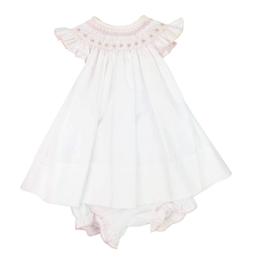 Baby Girls Isabella White and Pink Smocked Dress - Blissfully Lavender BoutiqueMarco and Lizzy