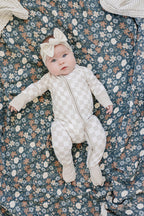 Baby Taupe Checkered Bamboo Zipper Pajama - Blissfully Lavender BoutiqueMebie Baby