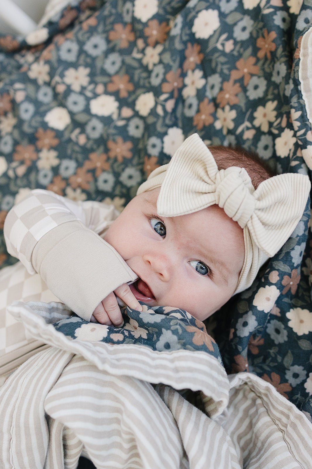Baby Taupe Checkered Bamboo Zipper Pajama - Blissfully Lavender BoutiqueMebie Baby