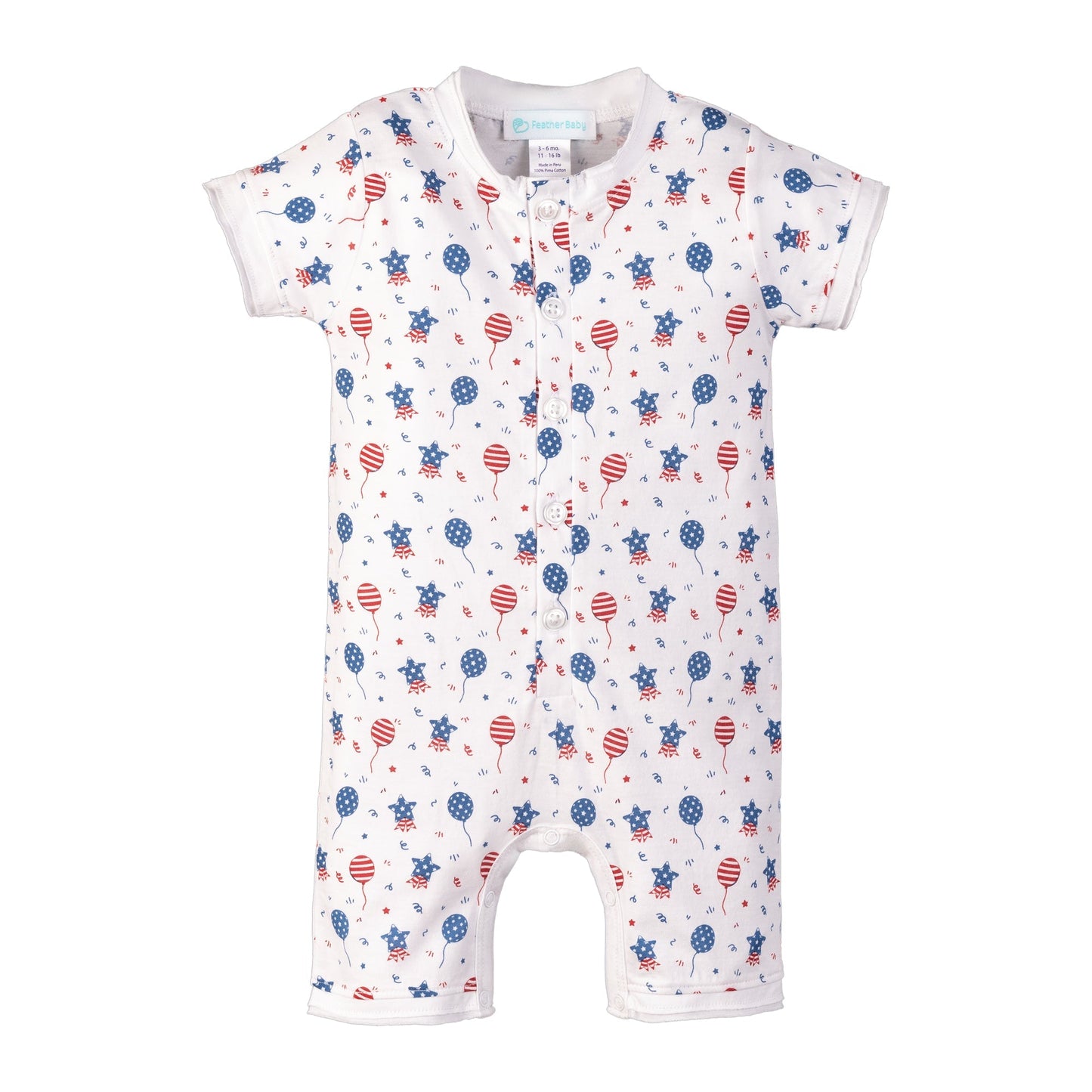 Baby USA Balloons Pima Cotton Henley Romper - Blissfully Lavender BoutiqueFeather Baby