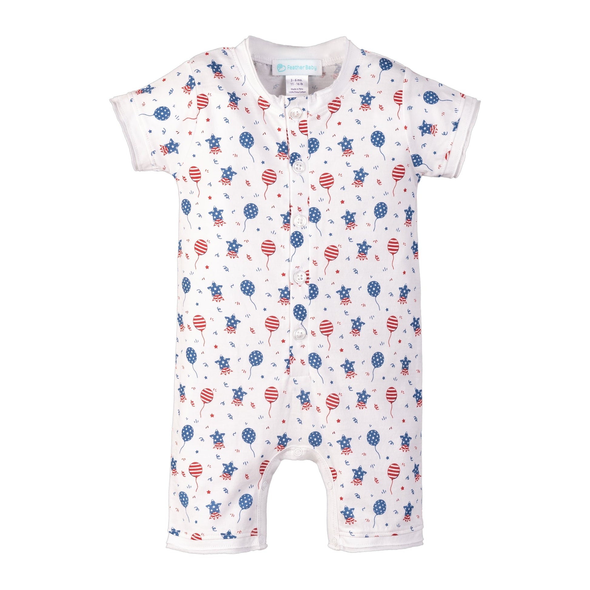 Baby USA Balloons Pima Cotton Henley Romper - Blissfully Lavender BoutiqueFeather Baby