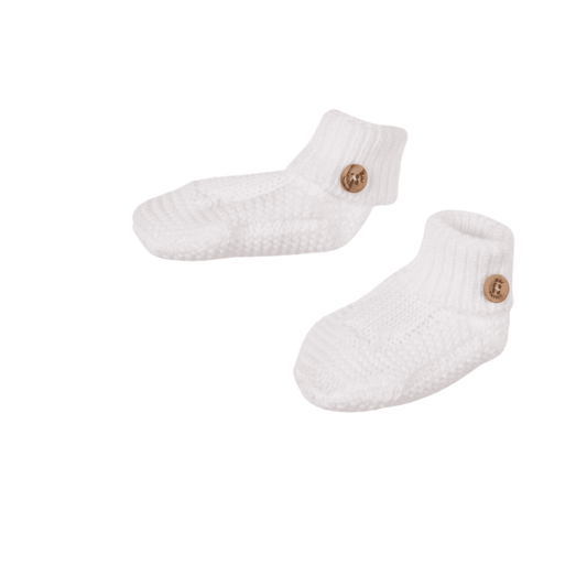 Baby White Organic Cotton Knit Booties - Blissfully Lavender BoutiqueBebe Sweeny