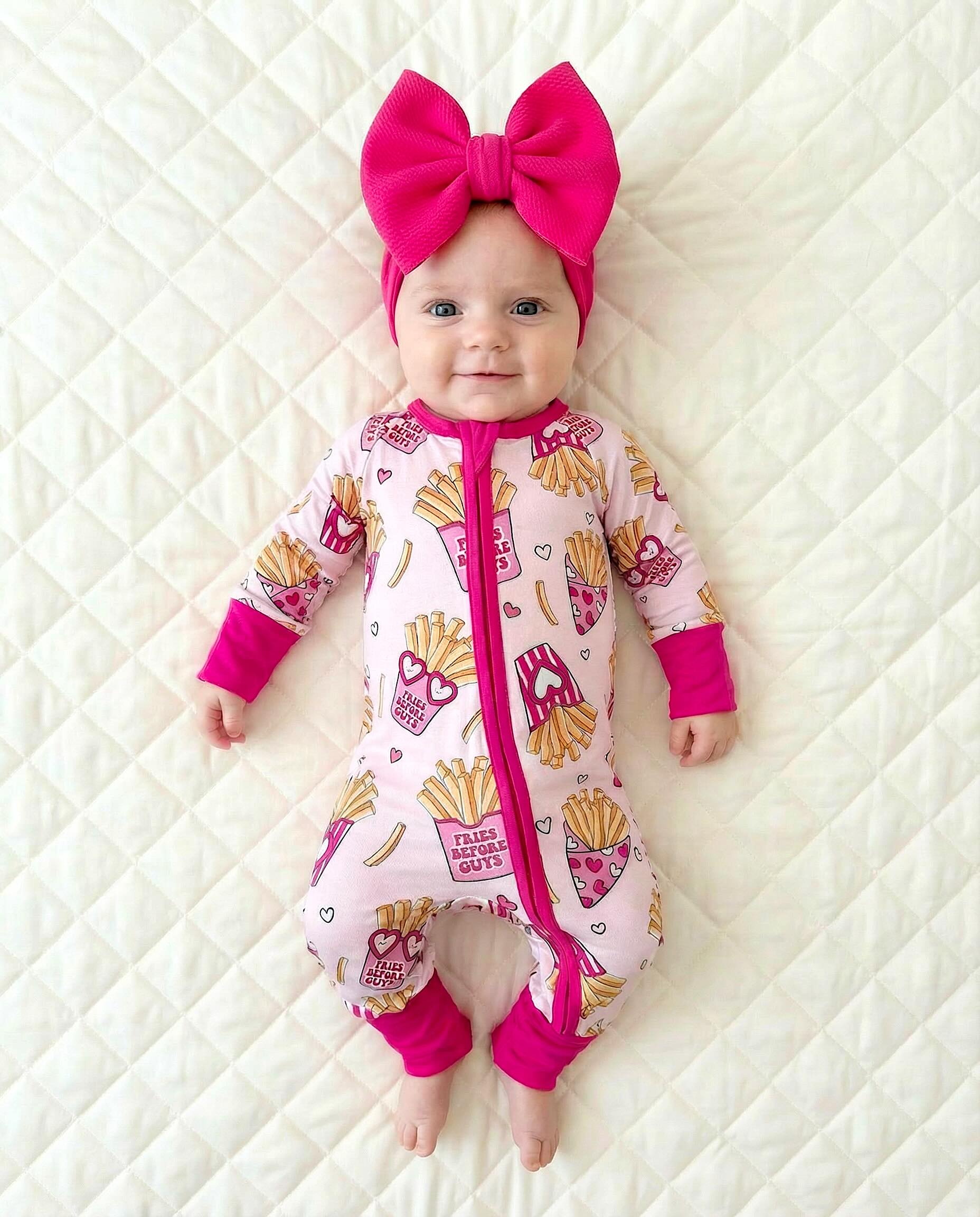 Baby Girl Bamboo Pajama Zip Romper