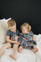 Bamboo Short Set – Americana Floral Ribbed - Blissfully Lavender BoutiqueMebie Baby