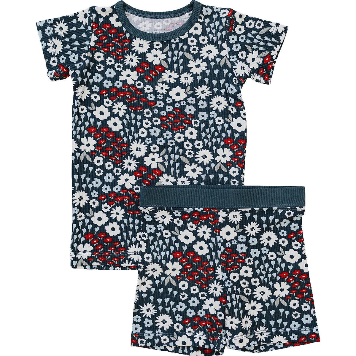 Bamboo Short Set – Americana Floral Ribbed - Blissfully Lavender BoutiqueMebie Baby