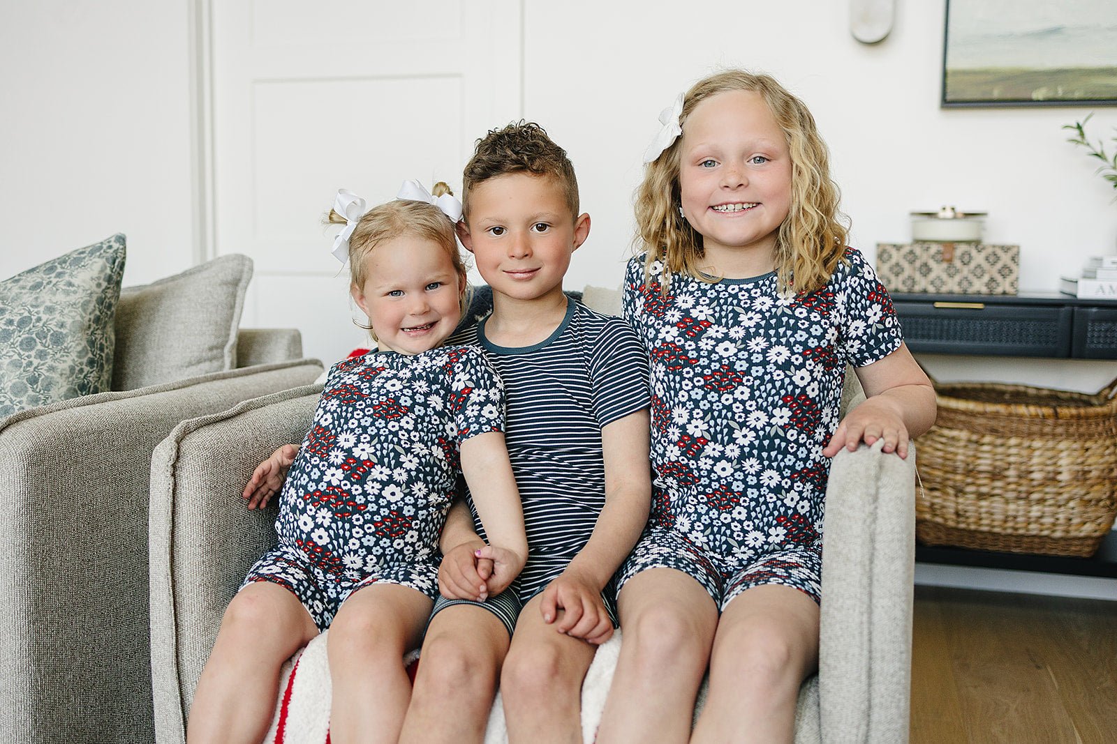 Bamboo Short Set – Americana Floral Ribbed - Blissfully Lavender BoutiqueMebie Baby