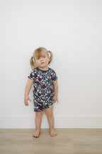 Bamboo Short Set – Americana Floral Ribbed - Blissfully Lavender BoutiqueMebie Baby