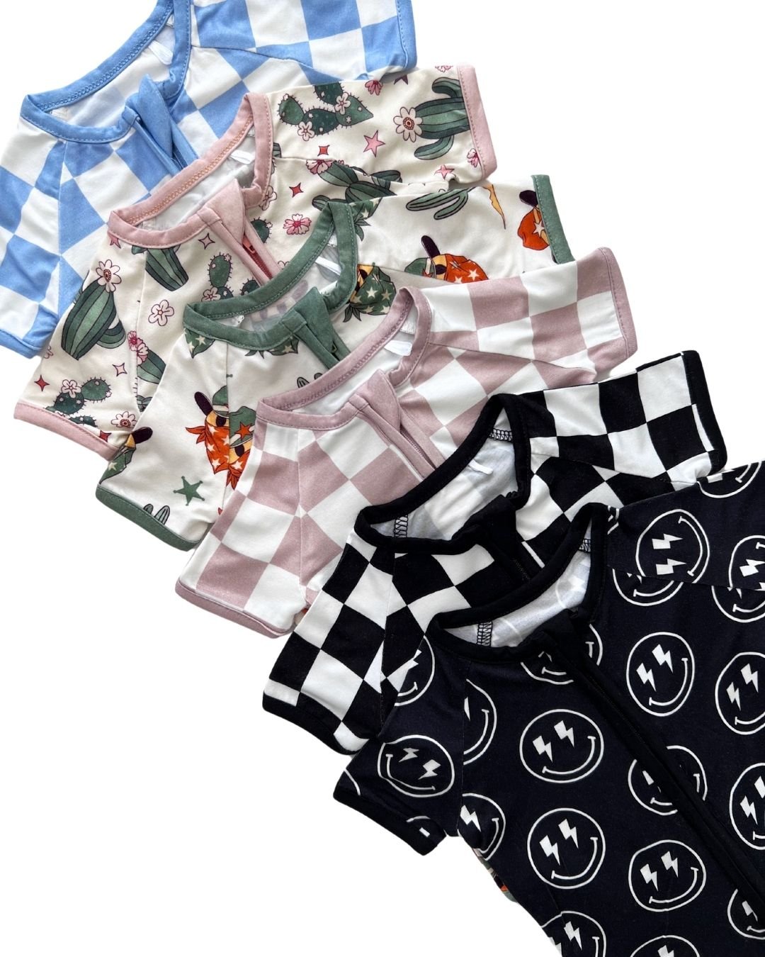 Black Checkered Bamboo Shorty Baby Romper