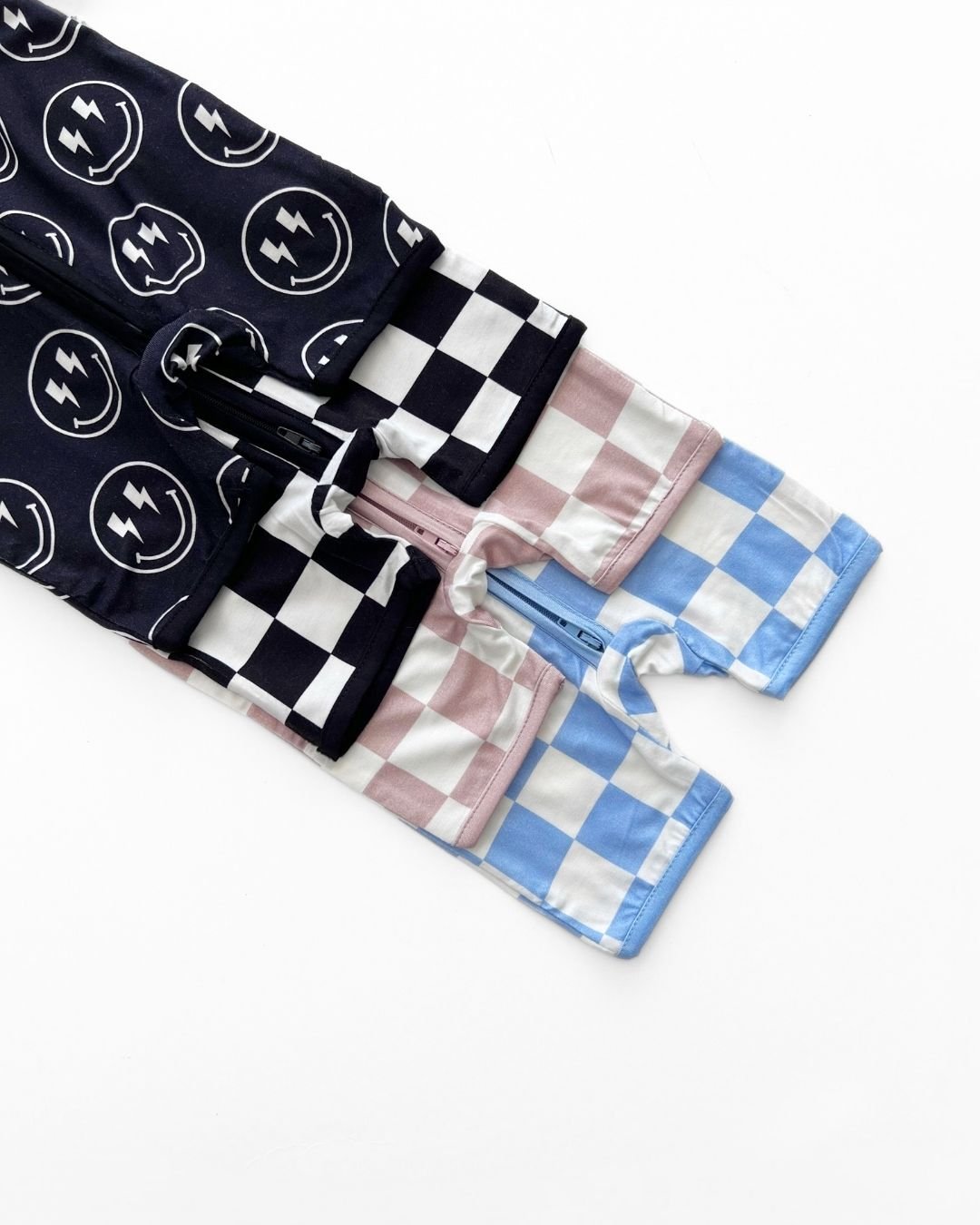 Blue Checkered Bamboo Shorty Baby Romper