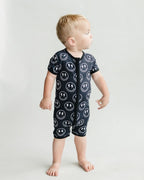 Baby Boy Electric Smiley Bamboo Shorty Romper