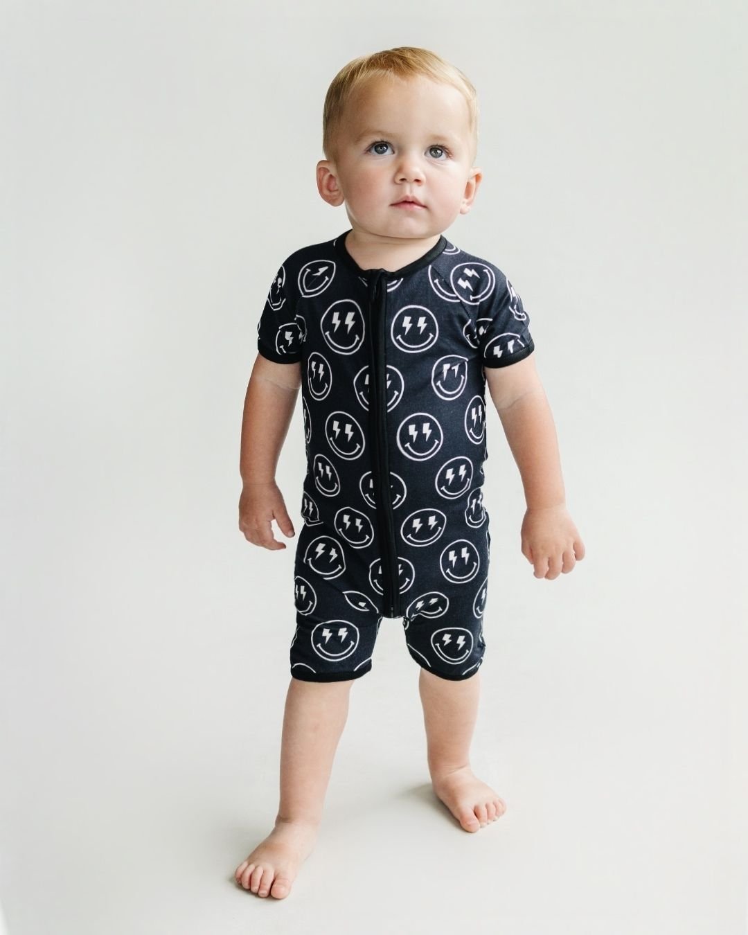 Baby Boy Electric Smiley Bamboo Shorty Romper