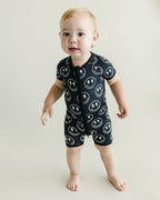 Baby Boy Electric Smiley Bamboo Shorty Romper