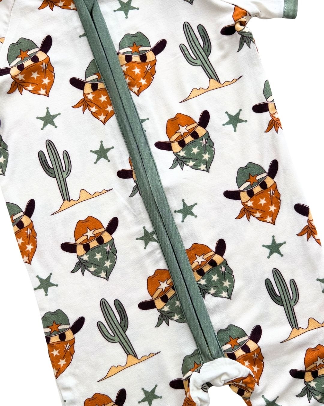 Baby Boy Smiley Cowboy Bamboo Shorty Romper