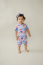 Bamboo Shorty Romper - Blissfully Lavender BoutiqueLUCKY PANDA KIDS