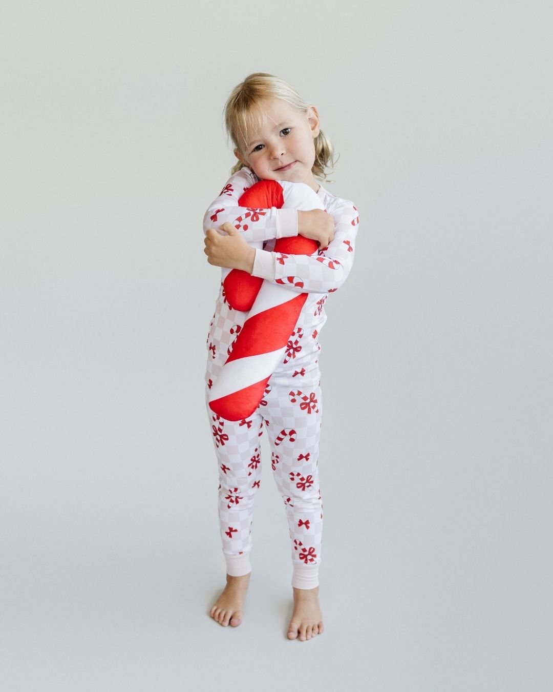 Girls Bamboo Two Piece Set | Bows & Candy Cane