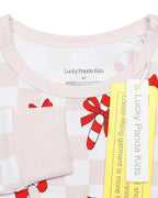 Girls Bamboo Two Piece Set | Bows & Candy Cane
