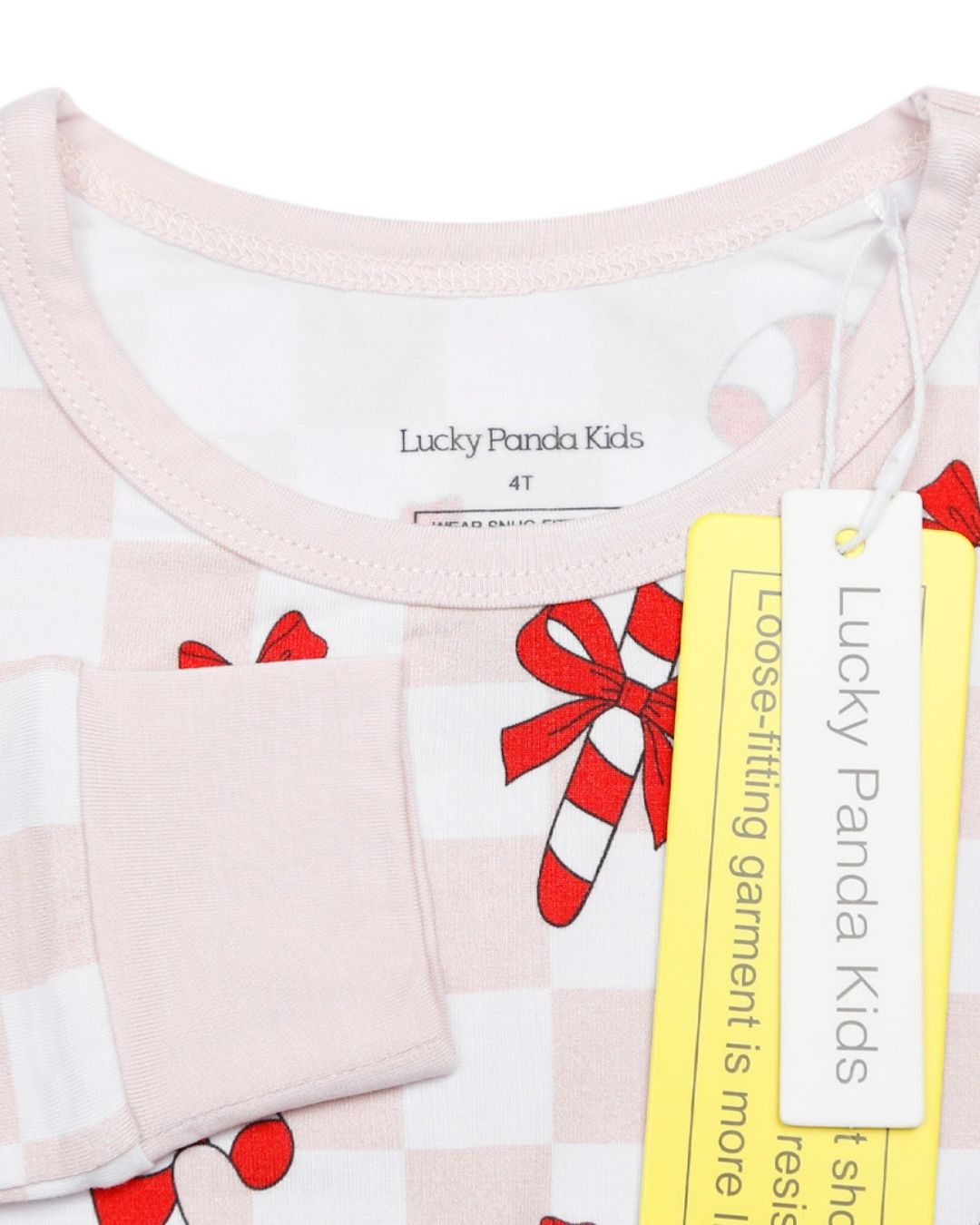 Girls Bamboo Two Piece Set | Bows & Candy Cane