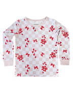Girls Bamboo Two Piece Set | Bows & Candy Cane