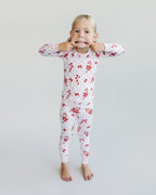 Girls Bamboo Two Piece Set | Bows & Candy Cane