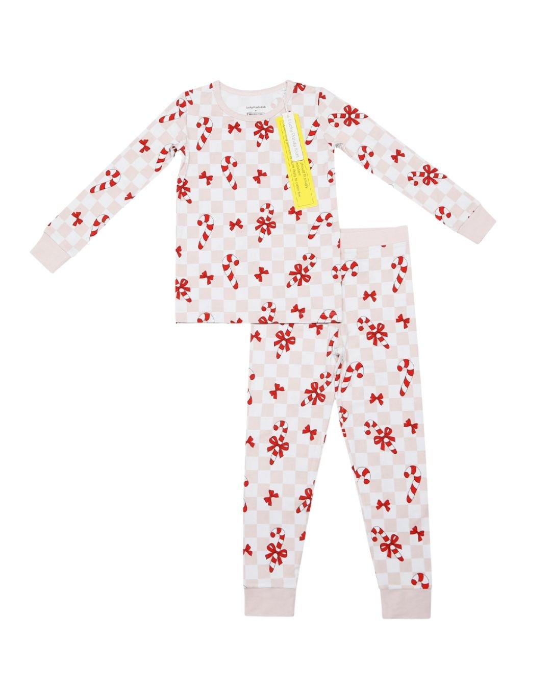 Girls Bamboo Two Piece Set | Bows & Candy Cane