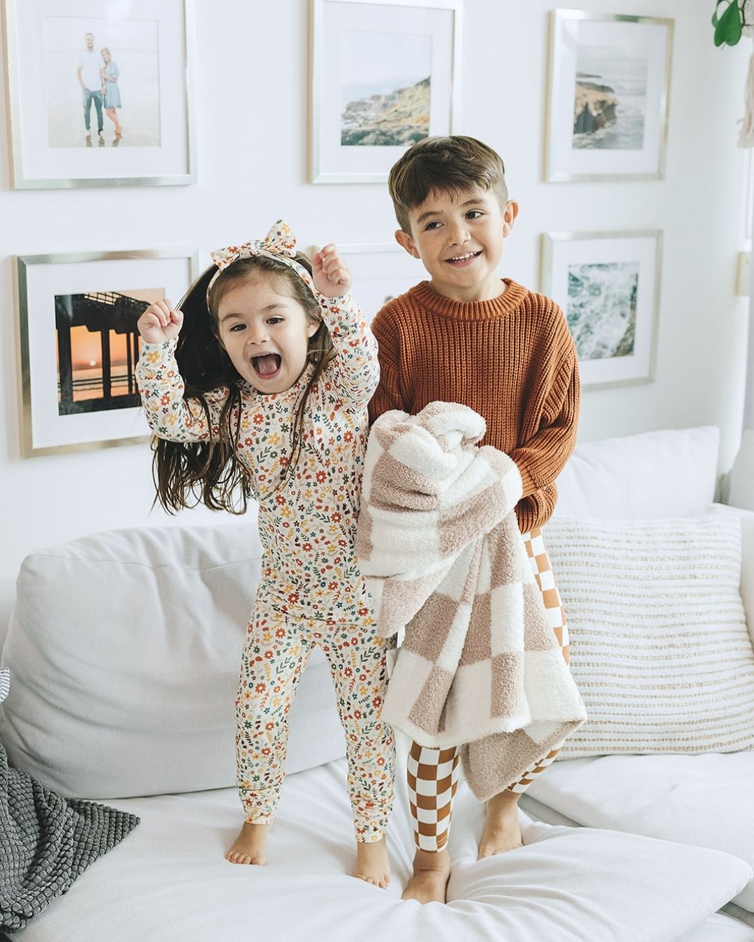 Girls Fall Flowers Bamboo Two Piece Lounge Set