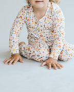 Girls Fall Flowers Bamboo Two Piece Lounge Set