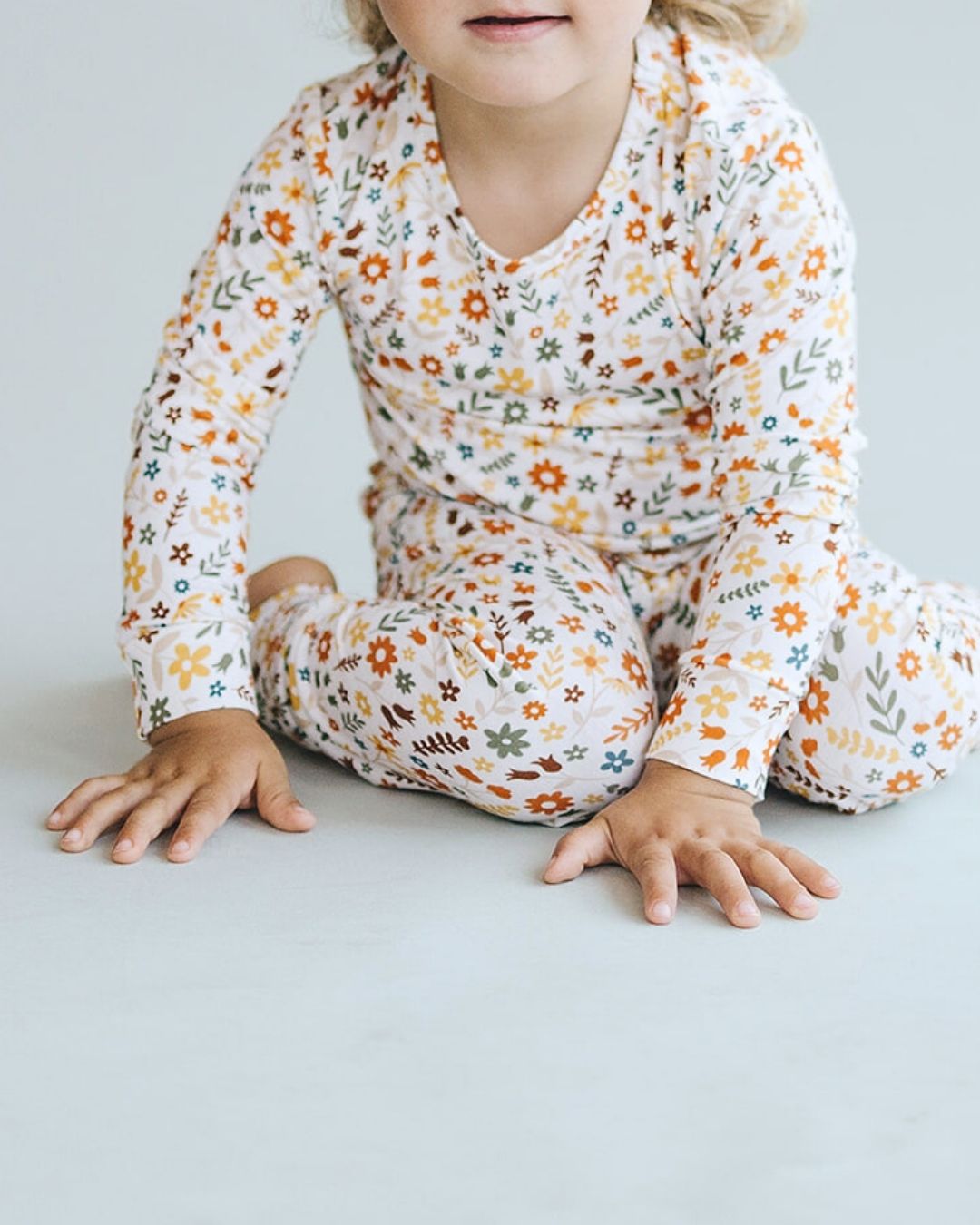 Girls Fall Flowers Bamboo Two Piece Lounge Set
