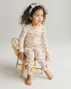 Girls Fall Flowers Bamboo Two Piece Lounge Set