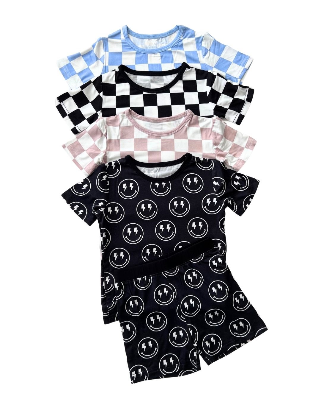 Boys Electric Smiley Bamboo Two Piece Pajama Shorts Set