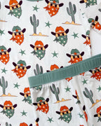 Boys Smiley Cowboy Bamboo Two Piece Shorts Set