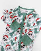 Baby Checkered Santa Bamboo Zip Pajama Romper