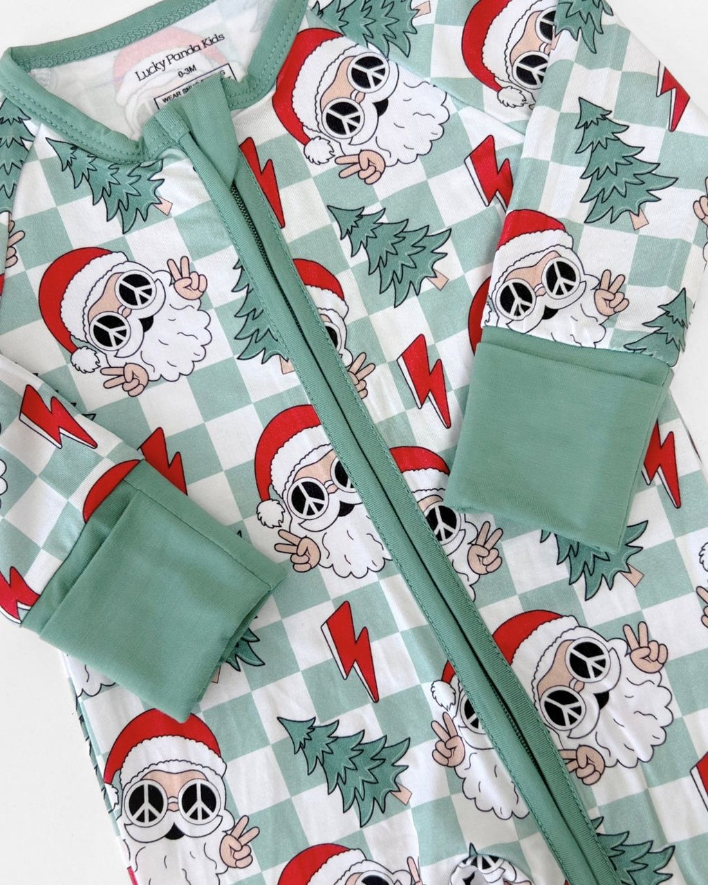 Baby Checkered Santa Bamboo Zip Pajama Romper