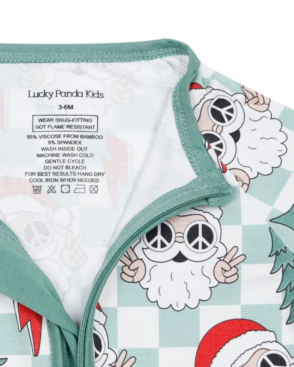 Baby Checkered Santa Bamboo Zip Pajama Romper