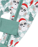 Baby Checkered Santa Bamboo Zip Pajama Romper