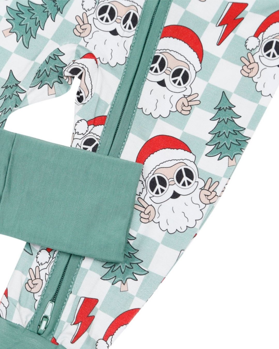 Baby Checkered Santa Bamboo Zip Pajama Romper