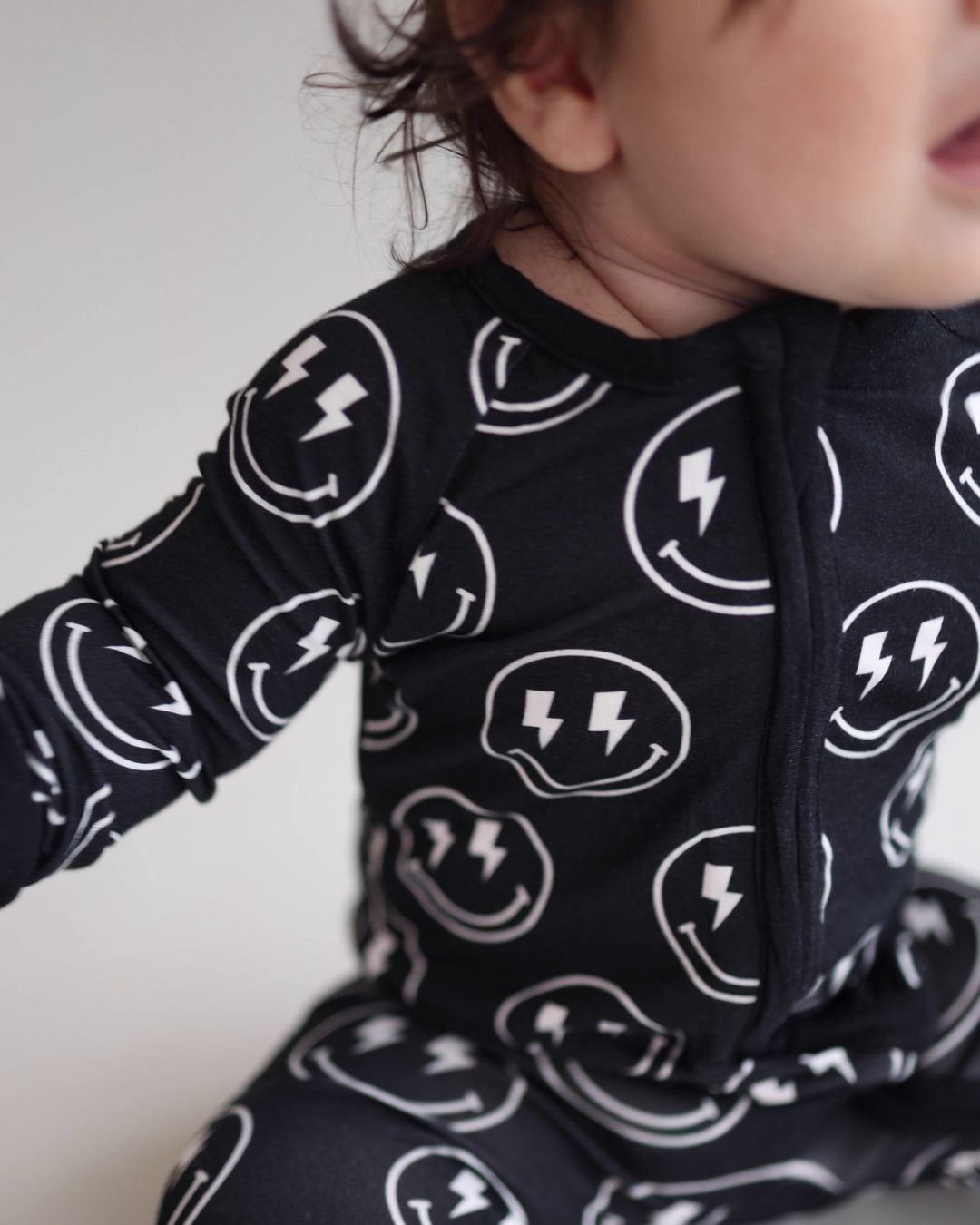 Baby Boy Electric Smiley Bamboo Zip Romper