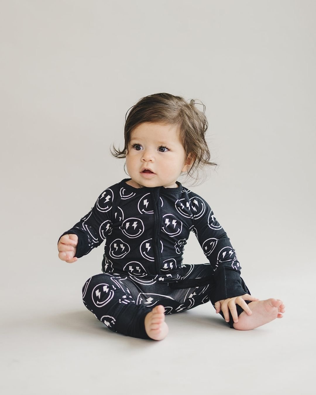 Baby Boy Electric Smiley Bamboo Zip Romper