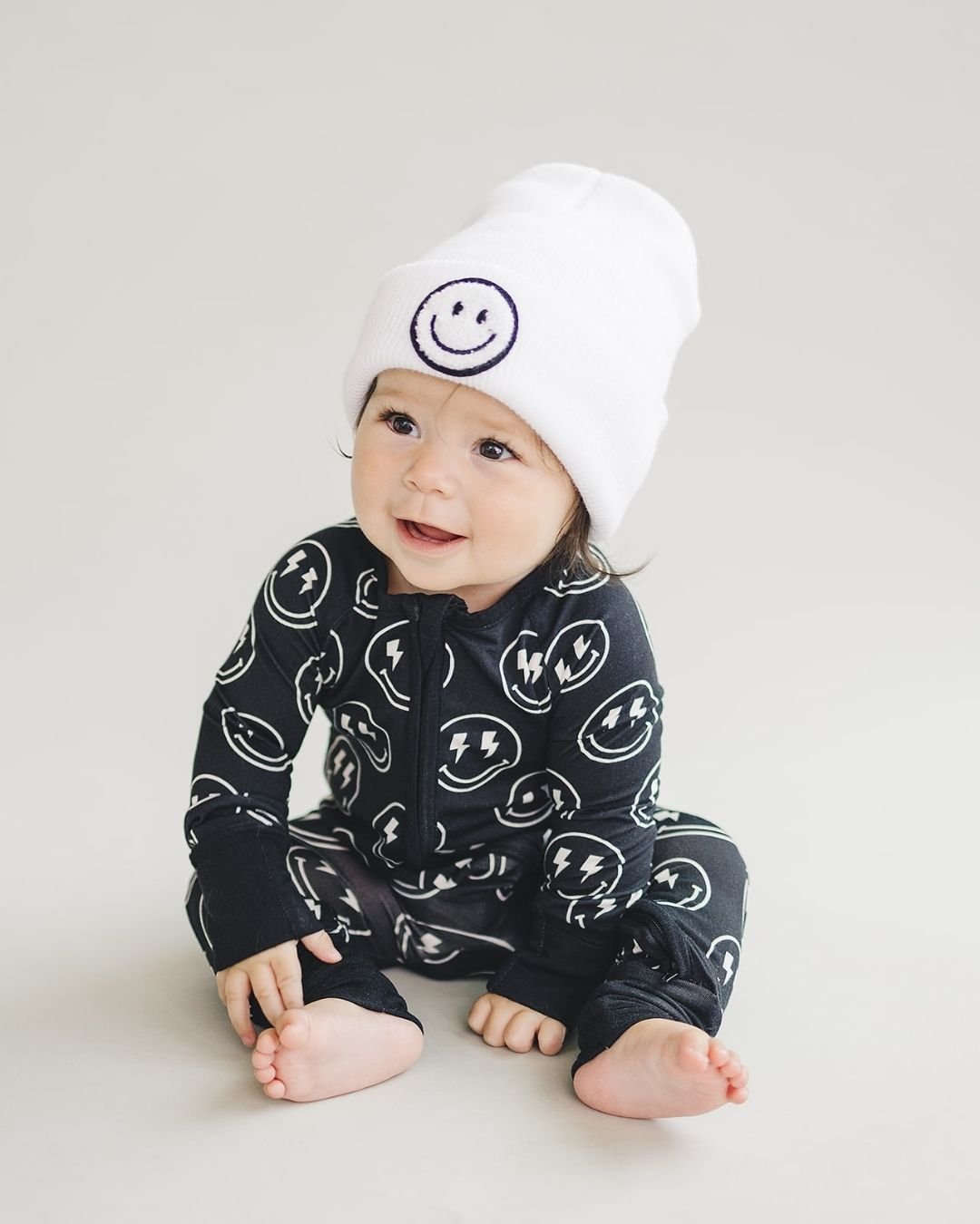 Baby Boy Electric Smiley Bamboo Zip Romper