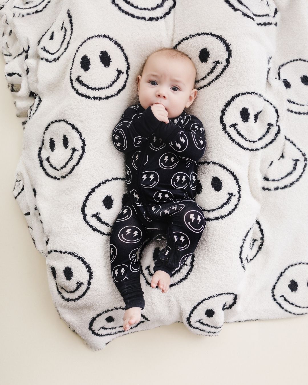 Baby Boy Electric Smiley Bamboo Zip Romper