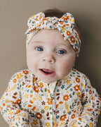 Baby Girl Fall Flowers Bamboo Zip Pajamas