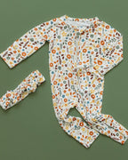 Baby Girl Fall Flowers Bamboo Zip Pajamas