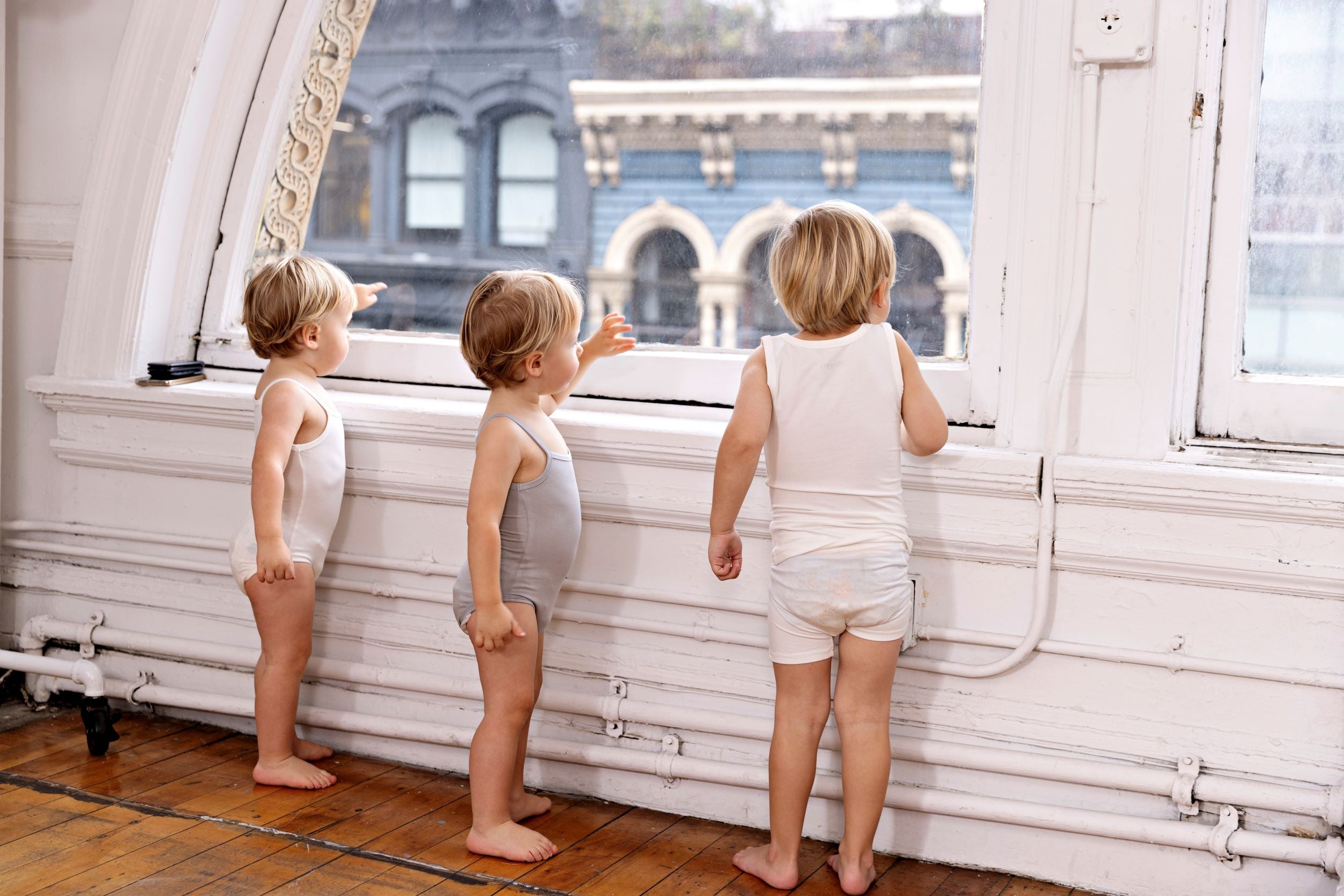 Bamboo Bodysuits – Dusty Blue + White (3 Pack)