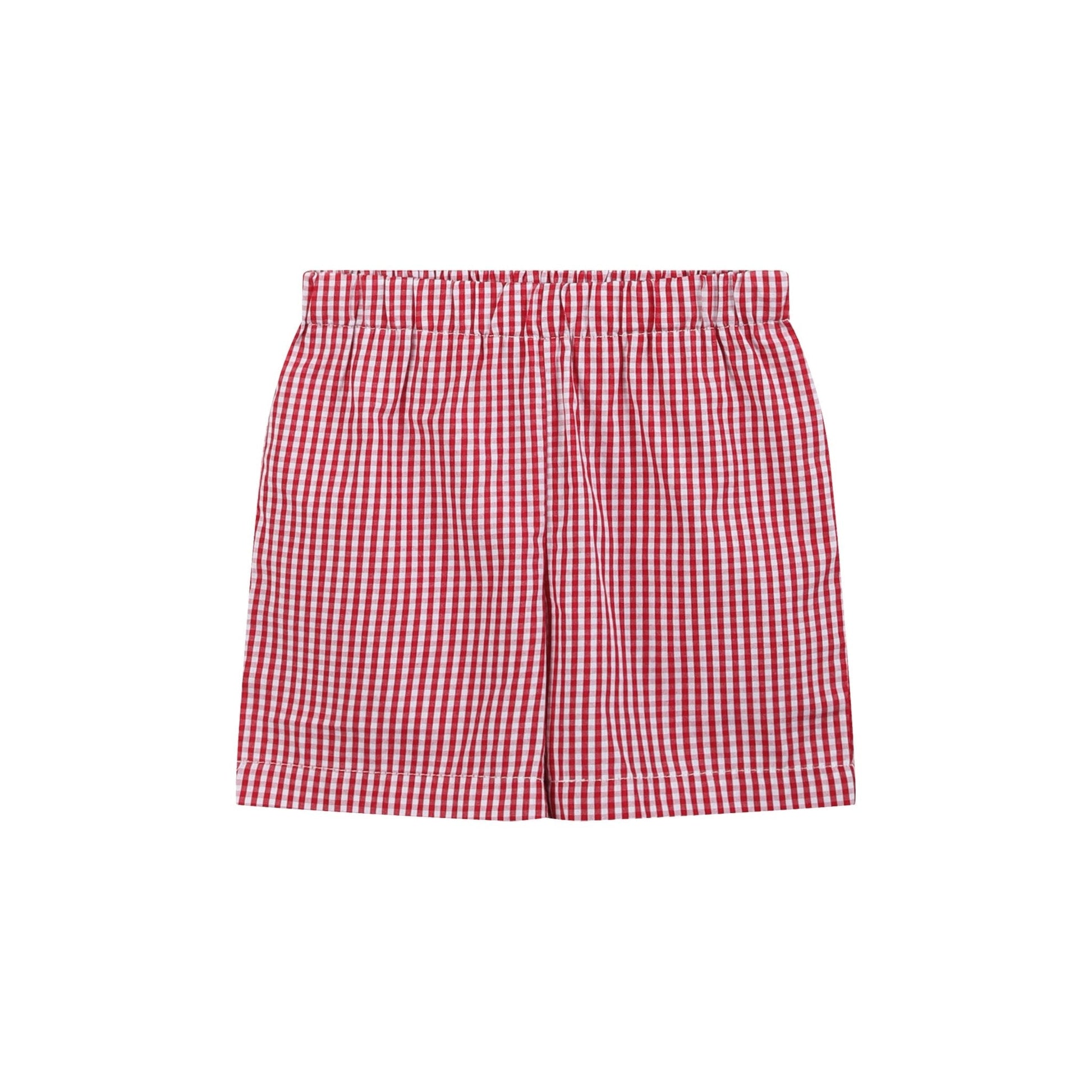 Baseball Smocked Shirt & Red Gingham Shorts Set