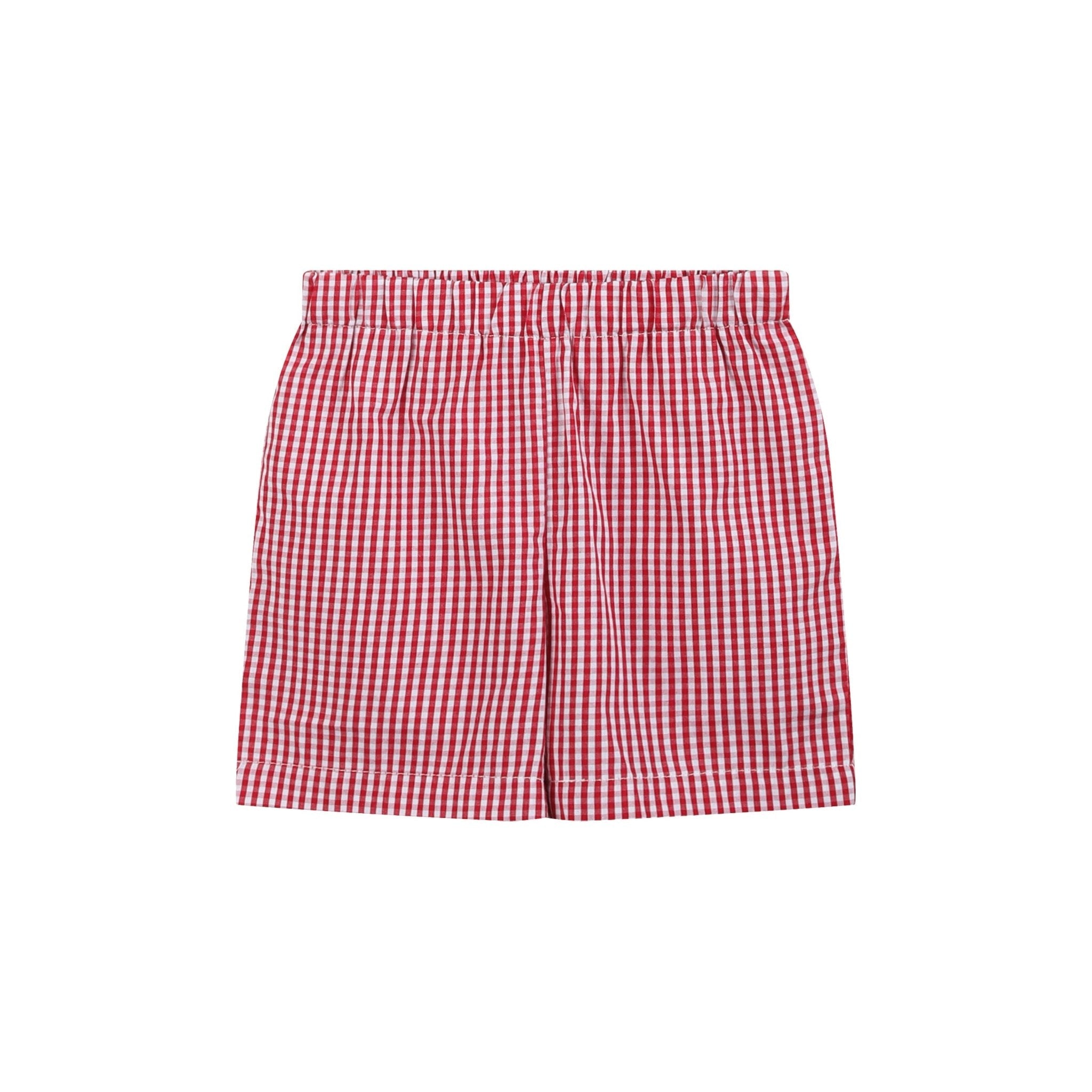 Baseball Smocked Shirt & Red Gingham Shorts Set